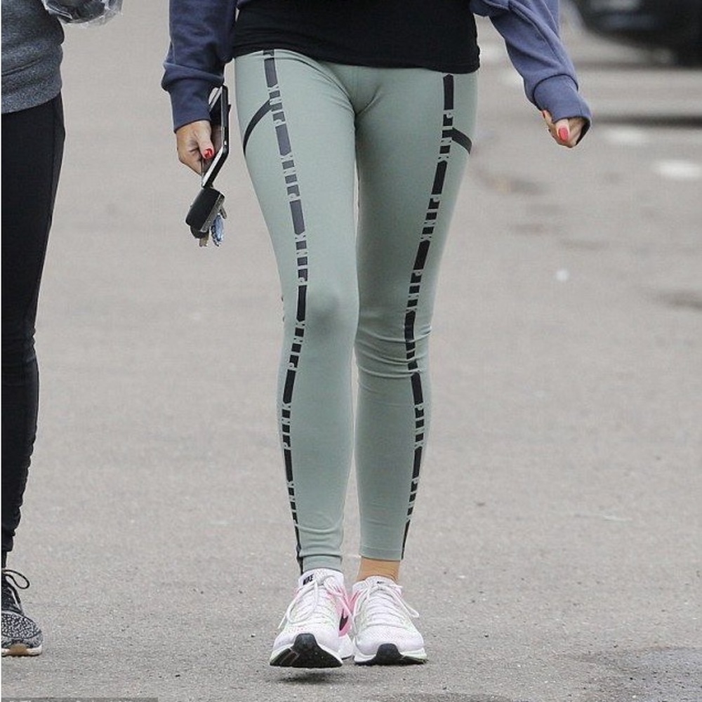 Victoria Secret Pink Green Olive Ultimate High Waist Perforated Leggings